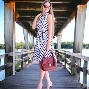 Banana Republic Stripe Wrap Dress, White with Blue Stripes, Size 16 Tall, NWT